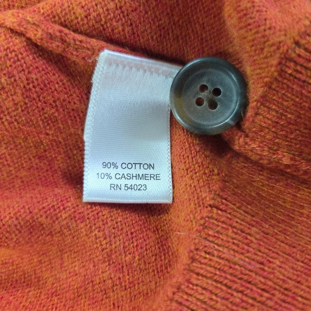 Banana Republic Men's Orange Cotton Cashmere Mock‎ Neck Button Sweater Large